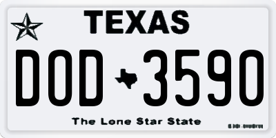 TX license plate DOD3590