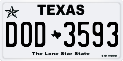 TX license plate DOD3593