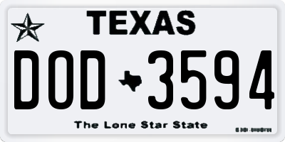 TX license plate DOD3594