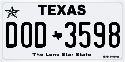 TX license plate DOD3598