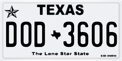 TX license plate DOD3606