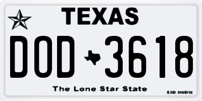 TX license plate DOD3618
