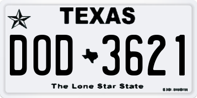 TX license plate DOD3621