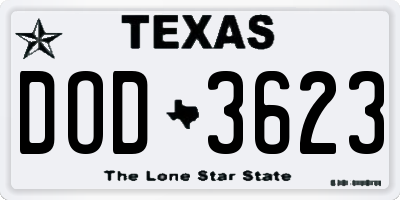 TX license plate DOD3623