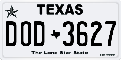 TX license plate DOD3627