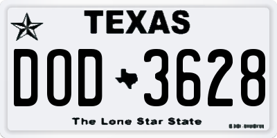 TX license plate DOD3628
