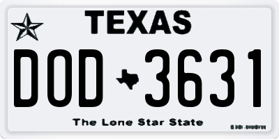 TX license plate DOD3631