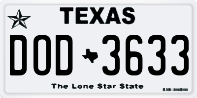 TX license plate DOD3633