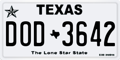 TX license plate DOD3642