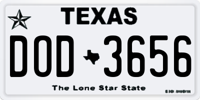 TX license plate DOD3656