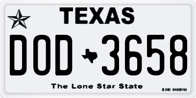 TX license plate DOD3658