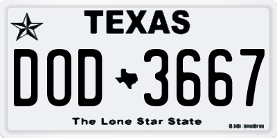 TX license plate DOD3667
