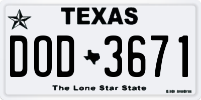 TX license plate DOD3671