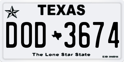 TX license plate DOD3674