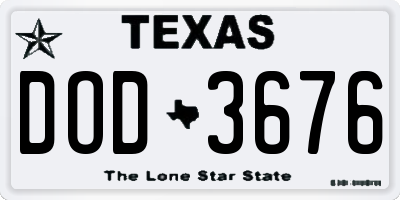 TX license plate DOD3676