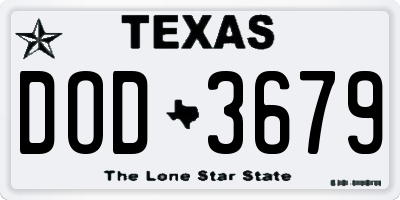 TX license plate DOD3679