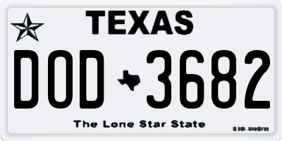 TX license plate DOD3682