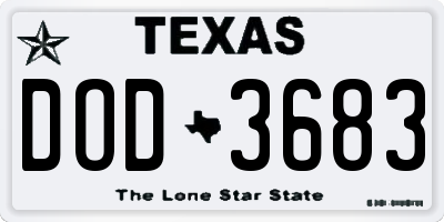 TX license plate DOD3683