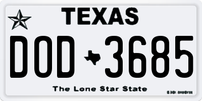 TX license plate DOD3685