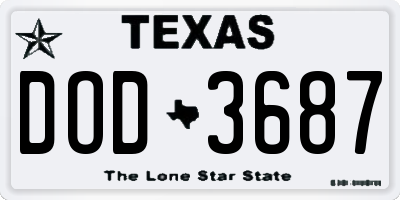 TX license plate DOD3687
