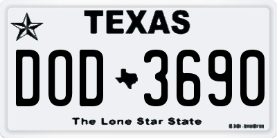 TX license plate DOD3690
