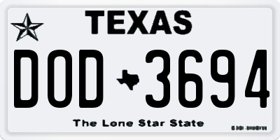 TX license plate DOD3694