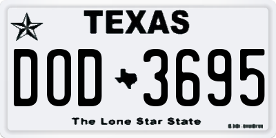 TX license plate DOD3695