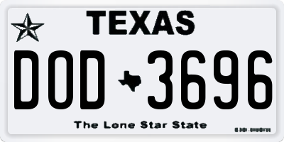 TX license plate DOD3696