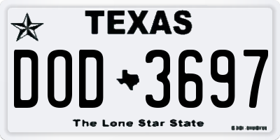 TX license plate DOD3697