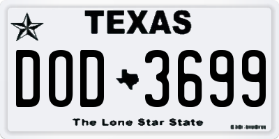 TX license plate DOD3699