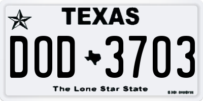 TX license plate DOD3703