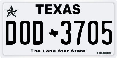 TX license plate DOD3705