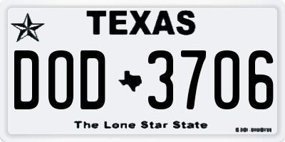 TX license plate DOD3706