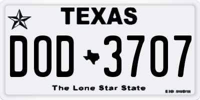 TX license plate DOD3707