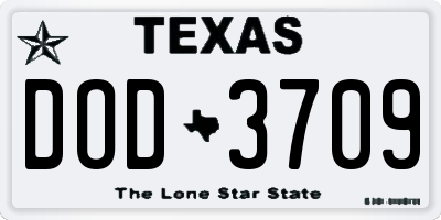 TX license plate DOD3709