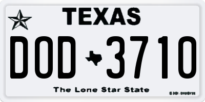 TX license plate DOD3710