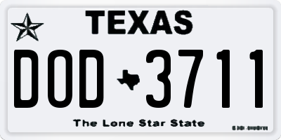TX license plate DOD3711
