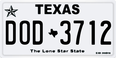 TX license plate DOD3712