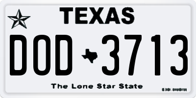 TX license plate DOD3713