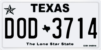 TX license plate DOD3714