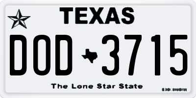 TX license plate DOD3715
