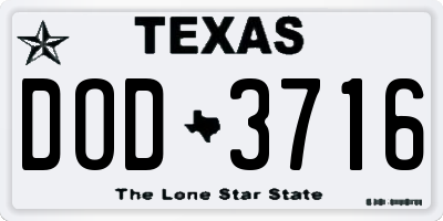 TX license plate DOD3716