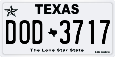 TX license plate DOD3717