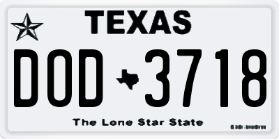 TX license plate DOD3718