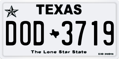 TX license plate DOD3719