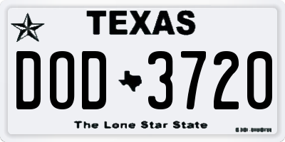 TX license plate DOD3720