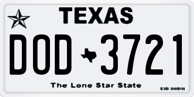 TX license plate DOD3721