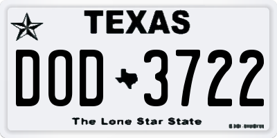 TX license plate DOD3722