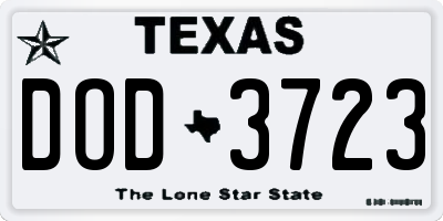 TX license plate DOD3723