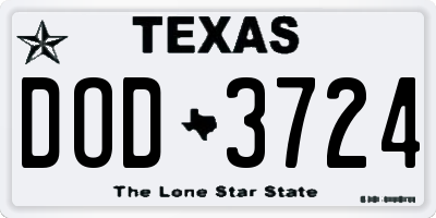 TX license plate DOD3724
